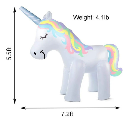 VICKEA Rociador inflable grande de unicornio arcoíris, juguetes de rociadores de agua para diversión de fiesta de verano