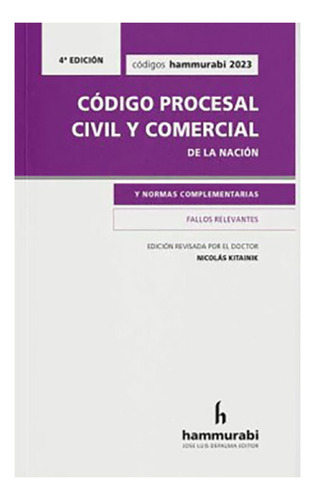 Codigo Procesal Civil Nacion 2023 Standard Hammurabi - Hammu