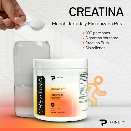 Creatina Monohidratada Combo 1 Kg Prime T Sabor Sin sabor