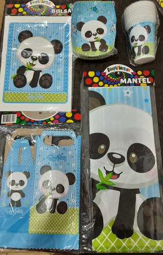 Imagen 1 de 4 de Manteleria Panda Cotillones Fiesta Infantil Bebe Osa Panda 