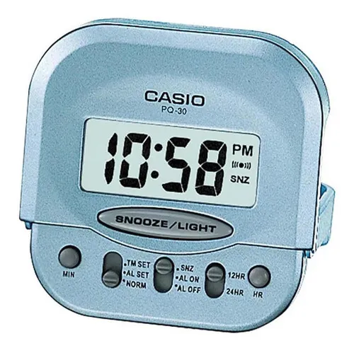 Reloj Despertador Casio Dq750 Alarma Temperatura Calendario Color Celeste