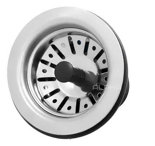 Válvula Americana Escoamento P/ Pia Cozinha 3.1/2 Aço Inox Acabamento Polido brilhante Cor Prateado