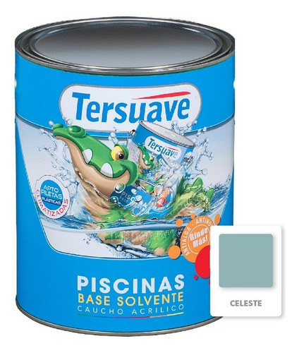 Pintura Para Piscina Tersuave Base Solvente 1 Lts- Mix Color Celeste