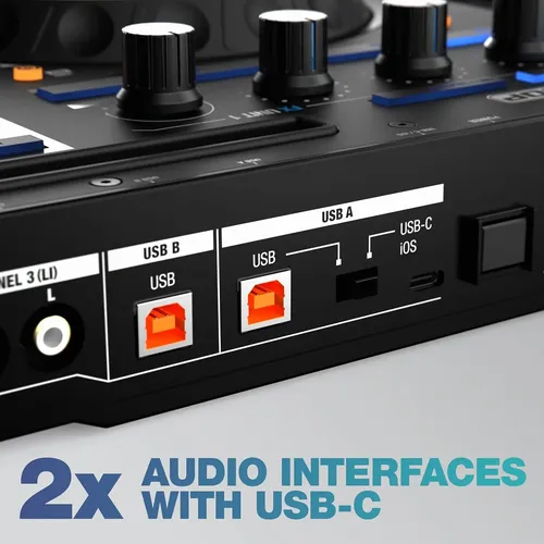 Controlador Dj Reloop Mixon 8 Pro, 4 Canais, Usb-c, Negro
