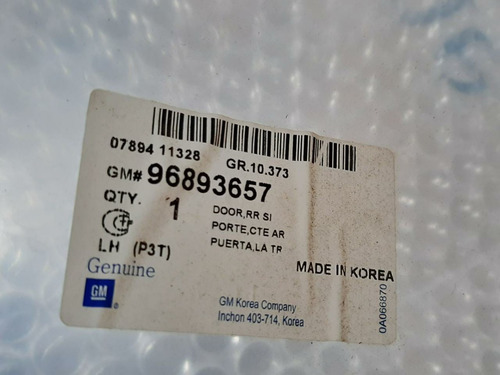 Porta Traseira Esquerda Sonic Sedan 12 A 14 - 96893657