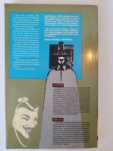 V De Vingança Minissérie Completa Alan Moore Encadernado (Usado)