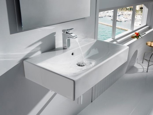 Imagen 3 de 7 de Lavatorio Porcelana Diverta 750 Roca 1 O 3 Aguj. Sobremesada