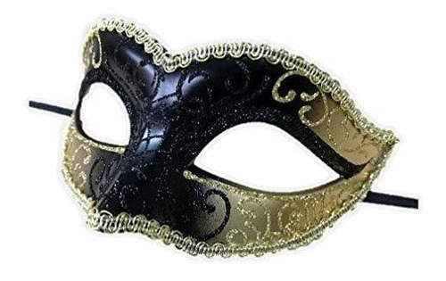 Glittery Half Mask Venetian Masquerade Swirls Costume Access
