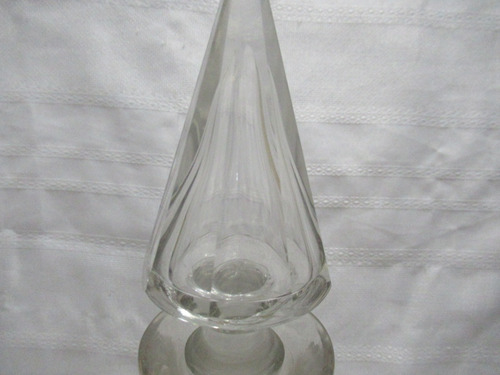 Gran Botellón Licorero Cristal Facetado Tapón Chapita Whisky (Usado)