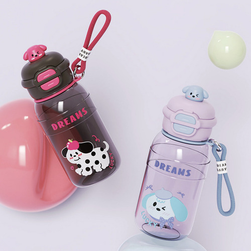 Botella Infantil Cantimplora Doble Pico Con Tira Tapa Pop Violeta