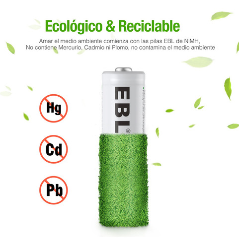 4 Pilas Recargables Aa Doble A Ebl 2800mah 1200 Recargas