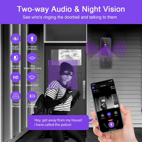 Cámara Ring Doorbell, Videoportero Inalámbrico Para Exterior