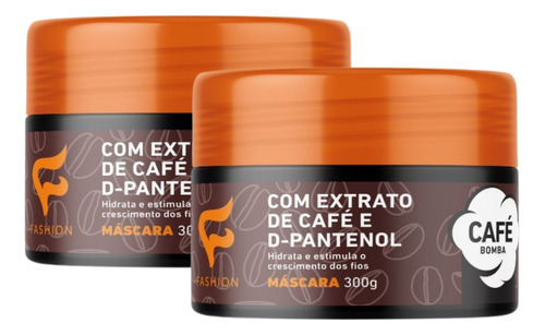 Kit 2x Máscara Café Bomba Fashion Cosméticos 300g