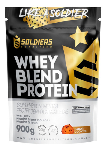 Whey Blend Protein Concentrado e Isolado - 900g - Sabor Cookies - Soldiers Nutrition