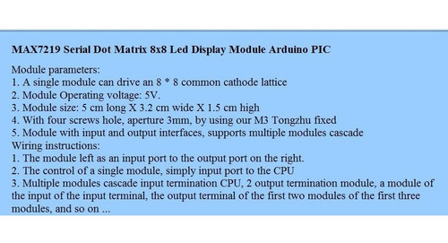 Modulo Matriz De Leds 8x8 Max7219 Ideal Arduino Pics ..etc