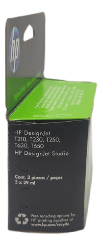 Kit Com 12 Cartuchos 712 De Cada Cor Hp C/ Preto 38ml T250