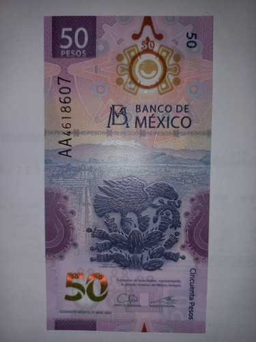 Billete Para Coleccionistas. 50 Pesos Mexicanos. Serie Aa