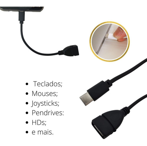 Cabo Otg Pendrive Usb Preto