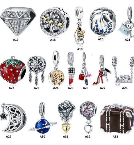 Kit 5 Berloques Prata 925 Original Para Pandora & Vivara