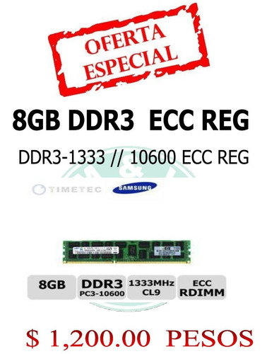 8gb Ddr3 1333  10600  Ecc  Reg  Server  Hp Dell Lenovo Nueva