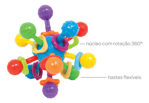 Brinquedo Com Mordedor E Chocalho Atomic Ball 3m+ Buba Multicor Atomic Ball