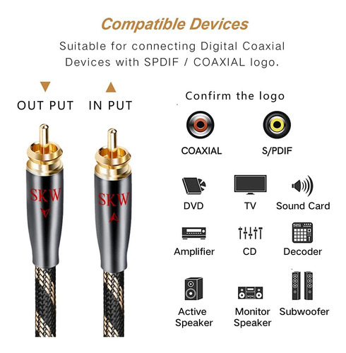 Cable De Subwoofer Rca A Rca Escudo Múltiple Con Cobre...