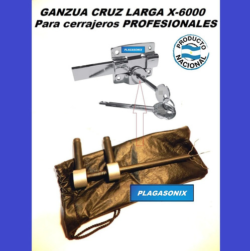 Imagen 4 de 10 de Ganzúa Profesional Cruz Larga 6le Plagasonix X-6000 Para Cerrajeria Profesional