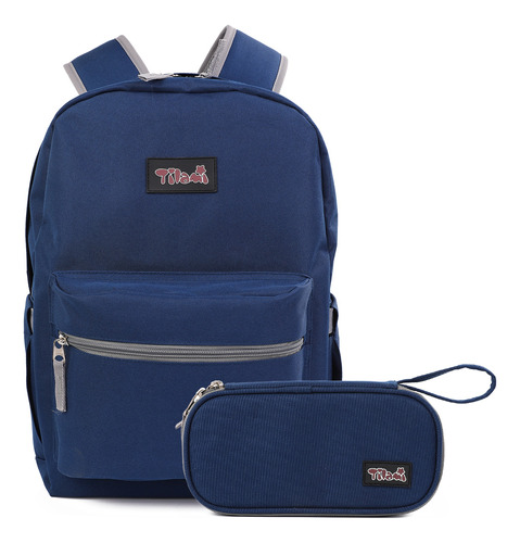 Tilami Mochila Escolar Básica Con Bolsa De Viaje, 17 Pulgadas Con 2 Compartimentos Acolchados, 20l Resistente Al Agua Mochila, Azul