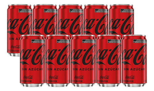 Refresco Coca Cola Sin AzĂșcar Mini Latas 10 Pzs De 235ml C/u