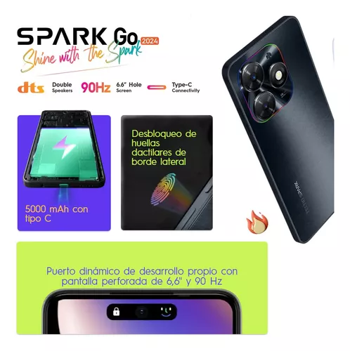 Celular Tecno Spark Go 2024 Dual Sim 64gb/3gb+3gb 6.6'' Blk