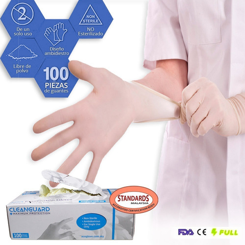 Guantes Latex Exploración Examinación Uso Médico Sin Polvo