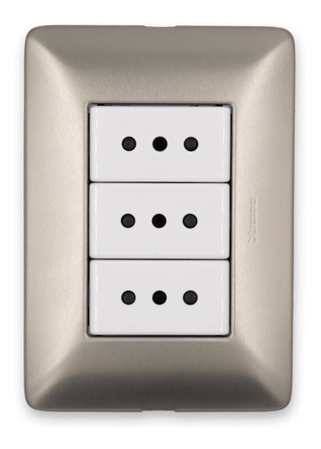 Enchufe Triple 2p+t 10a 250v Blanco/champagne Bticino Matix