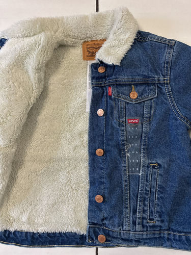 Chamarra Levis Mezclilla Sherpa Trucker Niña Grande Borrega