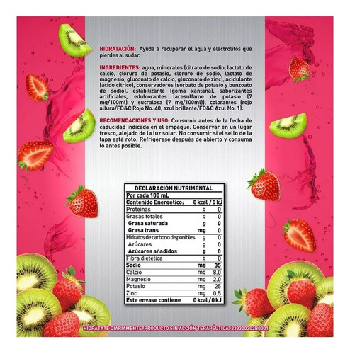 Bebida Rehidratante Suerox Fresa Kiwi 18 Pzs De 630 Ml C/u