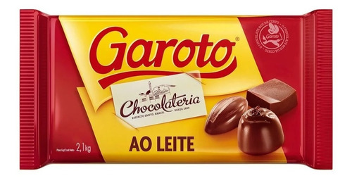 Barra De Chocolate Ao Leite Garoto 2,1kg Rechear