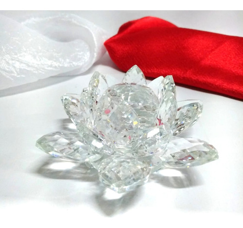 Flor De Lótus Transparente - (com Base De Led Redonda) Cor Branco