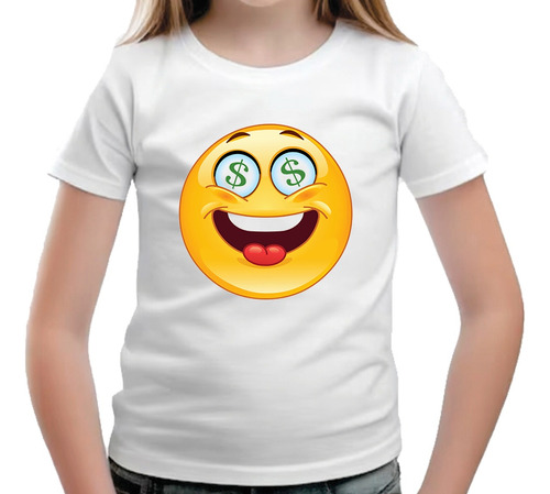 Camiseta Infantil Emoji Dinheiro Cara Da Riqueza 09