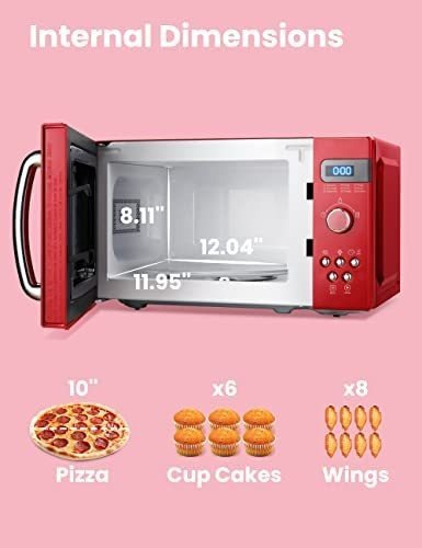 Imagen 4 de 8 de Comfee Horno De Microondas Pequeño Retro Con Tamaño Compacto