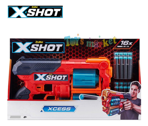 Imagen 7 de 9 de Pistola Doble Xcess Lanza Dardos Y Discos A 24m Arma X-shot