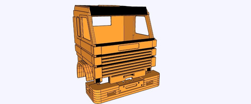 Miniatura De Cabine De Caminhão 113  Em Mdf, Escala 1/14