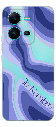 Funda Para Vivo Para Mujer Curvas Azules Con Tu Nombre