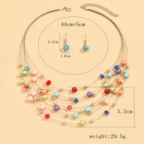 Collar Dije Perlas De Colores Elegante Regalo Para Damas