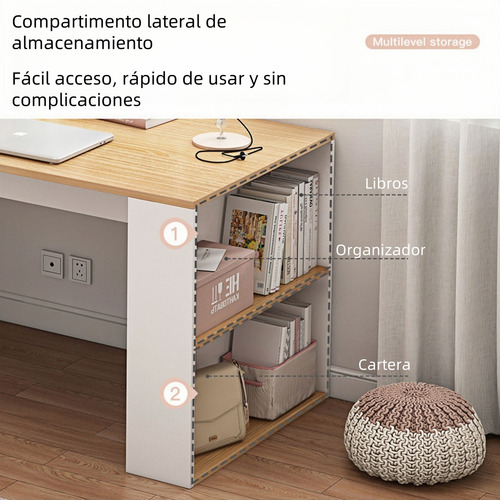 Escritorio Librero Ejecutivo Para Computadora Diseño Moderno Blanco/madera