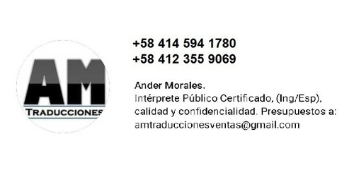 Traducción Certificada/oficial Por Interpr. Públ. - Ing-esp