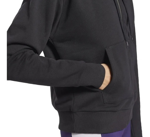Imagen 3 de 6 de Campera Con Capucha Reebok French Terry Negro Mujer