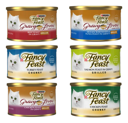 18 Latitas Fancy Feast LĂnea Gourmet Sabores Surtidos 85g