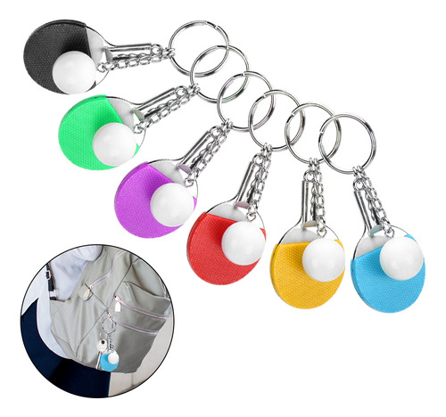 Llavero Pingpong Keyfob, Miniraqueta De Tenis De Mesa, 6 Uni