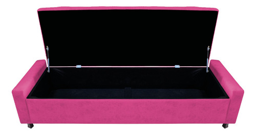 Kit Cabeceira E Calçadeira Baú Casal Everest P02 140cm Suede Cor Pink