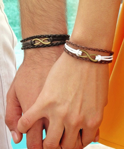 Pulseira Casal Infinito Presente Dia Dos Namorados Ajustável
