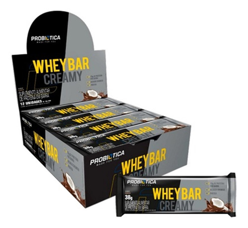 Caixa Com 12 Barras Whey Bar Creamy Probiótica 38 Gramas